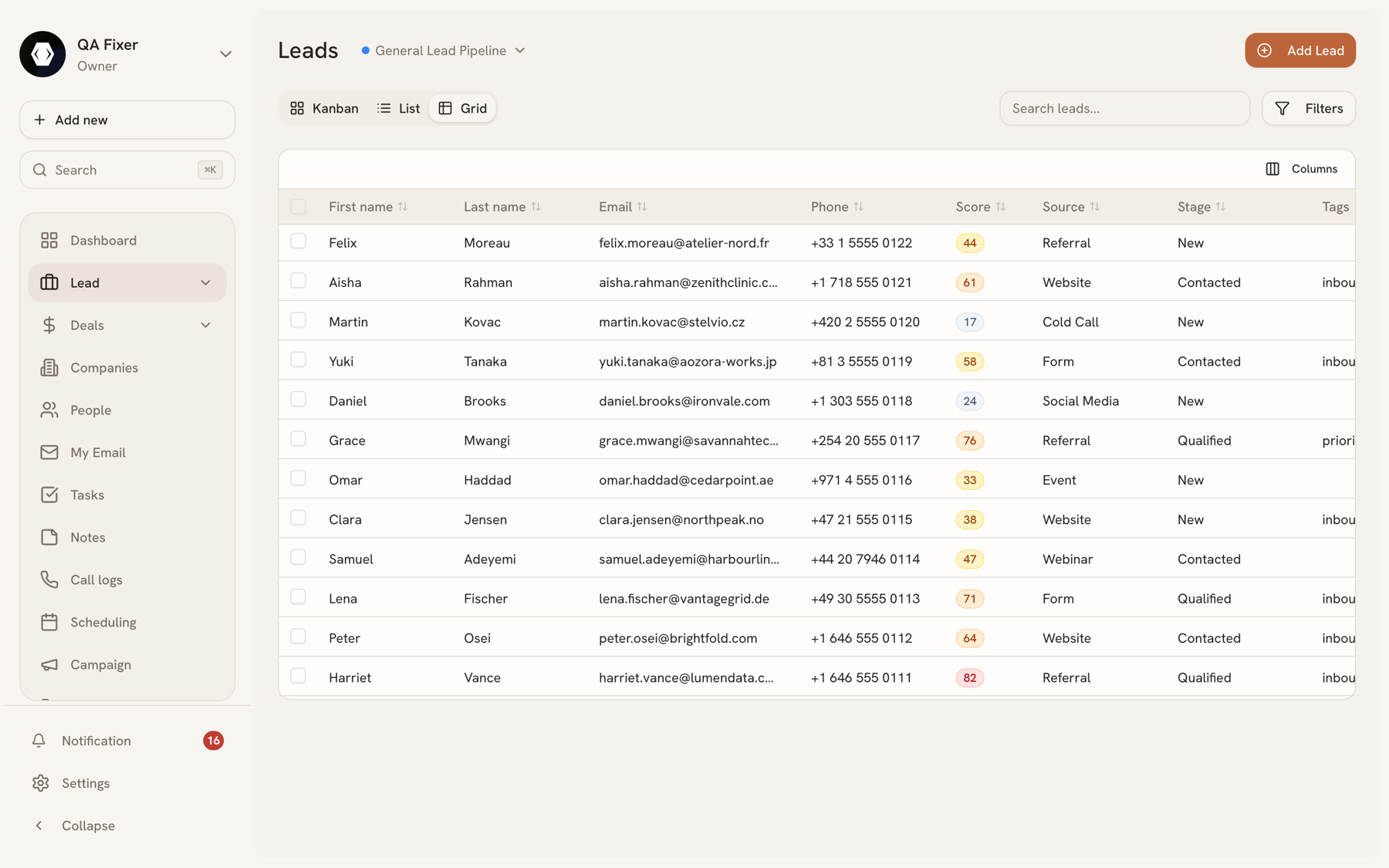 Grid view with inline cell editing and the column picker open